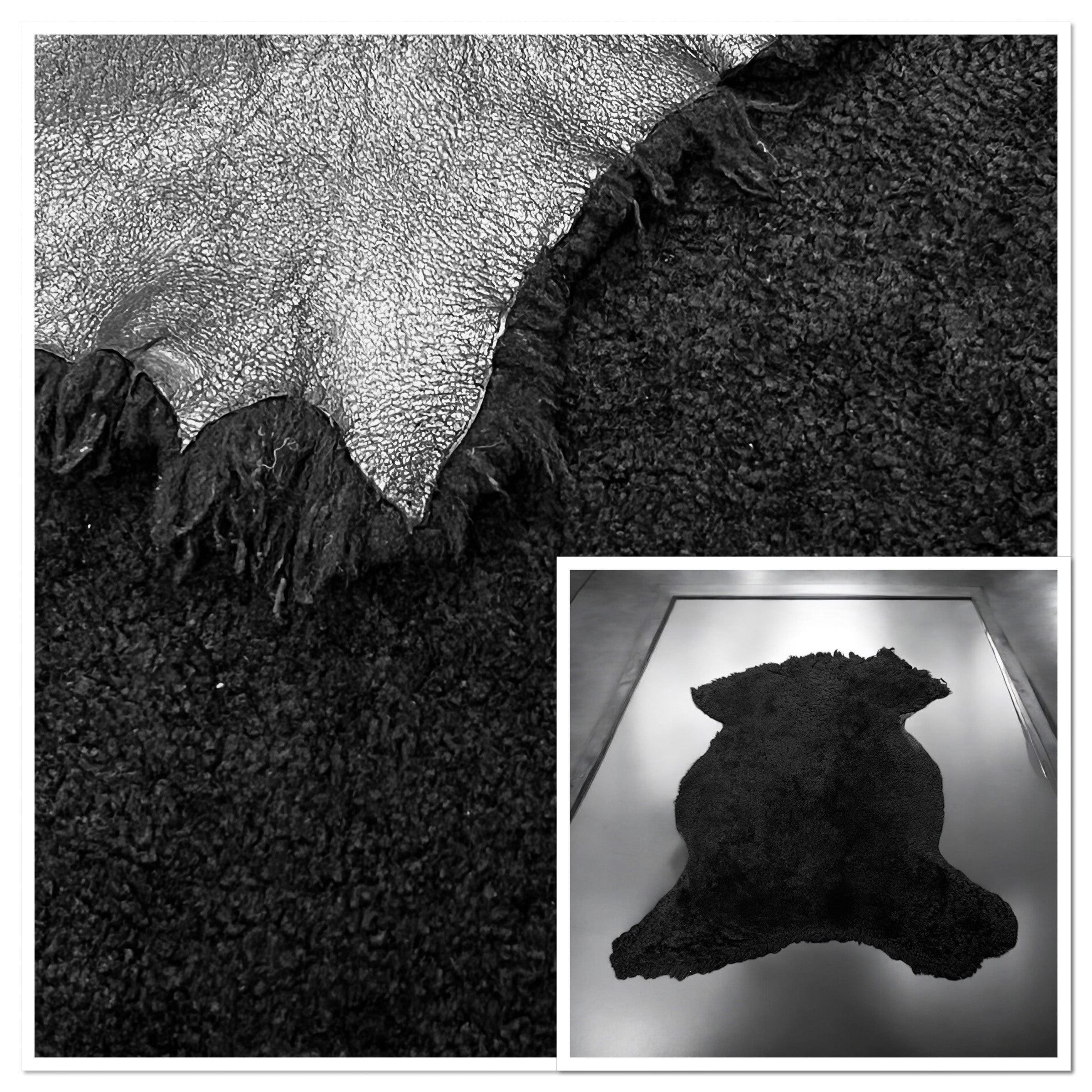 UK Sheepskin Black :12mm Curly Wool 5 Piece Bundle with Lightly Sprayed Nappalan Reverse (Ref-gh.eol) Bundle 110