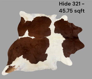 Natural Hair On Cow Hide : This Hide Is Perfect For Wall Hanging, Leather Rugs, Leather Upholstery & Leather Accessories. (Hide321)