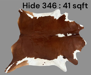 Natural Hair On Cow Hide : This Hide Is Perfect For Wall Hanging, Leather Rugs, Leather Upholstery & Leather Accessories. (Hide346)