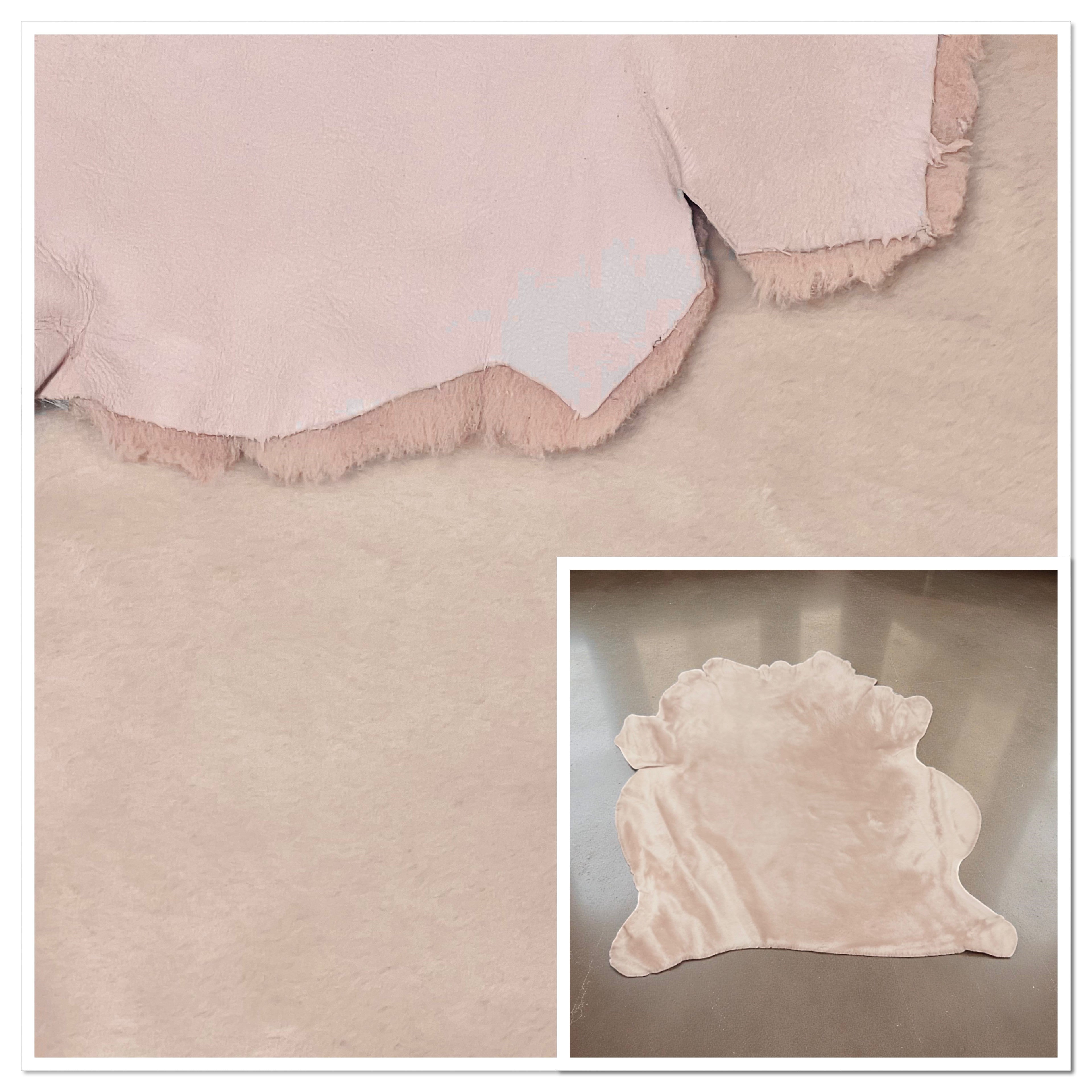Soft-Pink Merino : 12mm 8 x Piece Ironed Wool Sheepskin With Nappalan Reverse (Ref-gh.eol) Bundle 348