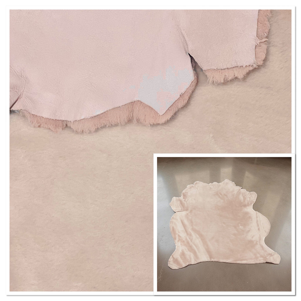 Soft-Pink Merino : 12mm 8 x Piece Ironed Wool Sheepskin With Nappalan Reverse (Ref-gh.eol) Bundle 348