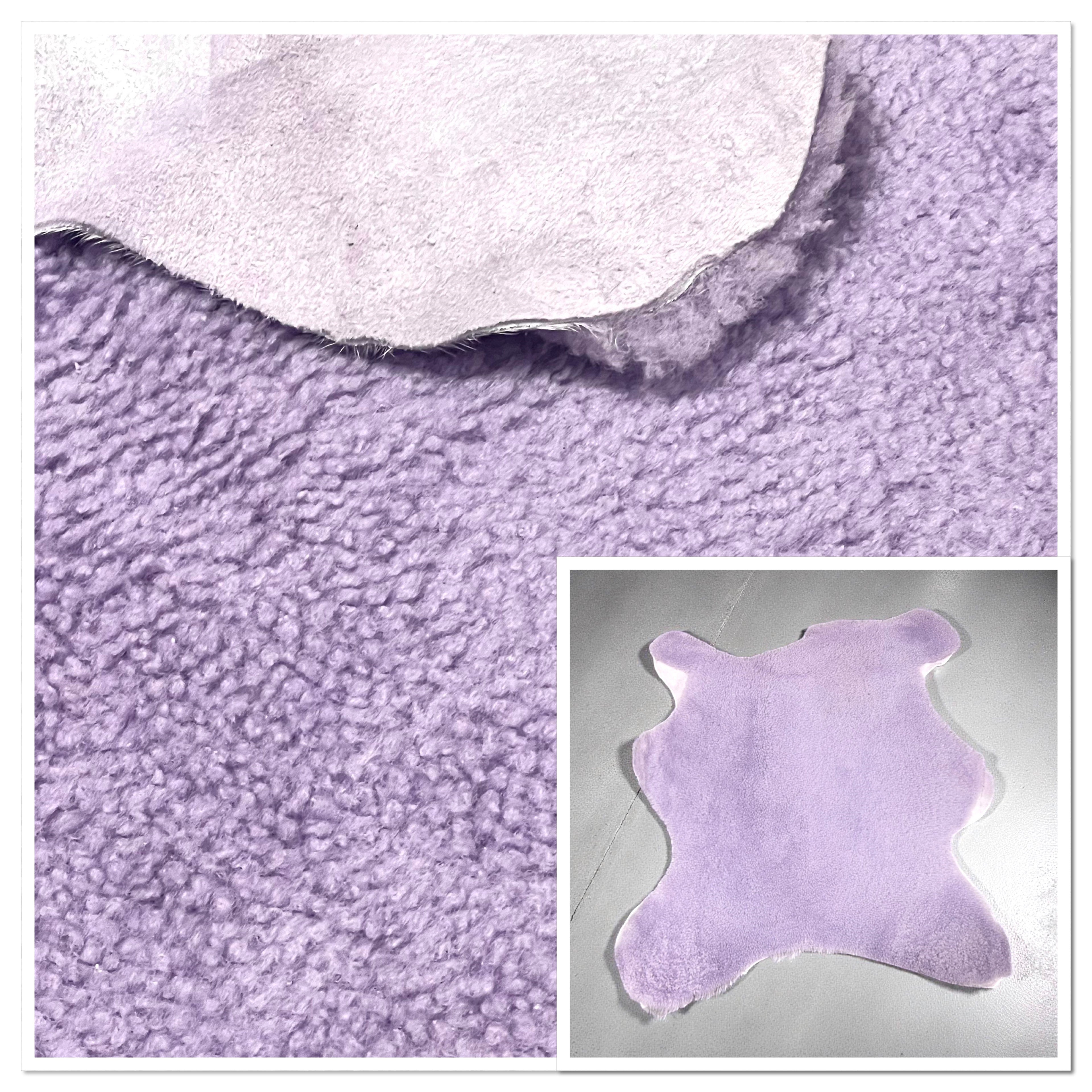 UK Sheepskin Lavender :14mm Curly Wool 4 Piece Bundle with Suede Reverse (Ref-gh.eol) Bundle 349