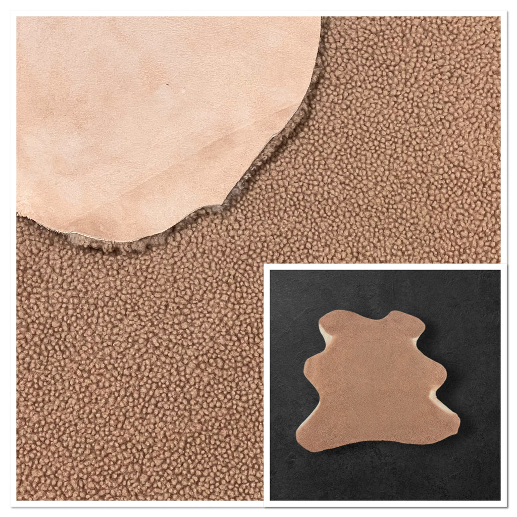 Merino Curly Beige : 10mm Curly Wool 5 Piece Sheepskin Bundle with Suede Reverse (Ref-gh.eol) Bundle 377