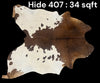 Natural Hair On Cow Hide : This Hide Is Perfect For Wall Hanging, Leather Rugs, Leather Upholstery & Leather Accessories. (Hide407)
