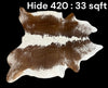 Natural Hair On Cow Hide : This Hide Is Perfect For Wall Hanging, Leather Rugs, Leather Upholstery & Leather Accessories. (Hide420)