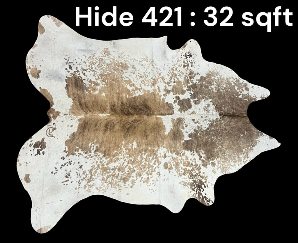 Natural Hair On Cow Hide : This Hide Is Perfect For Wall Hanging, Leather Rugs, Leather Upholstery & Leather Accessories. (Hide421)
