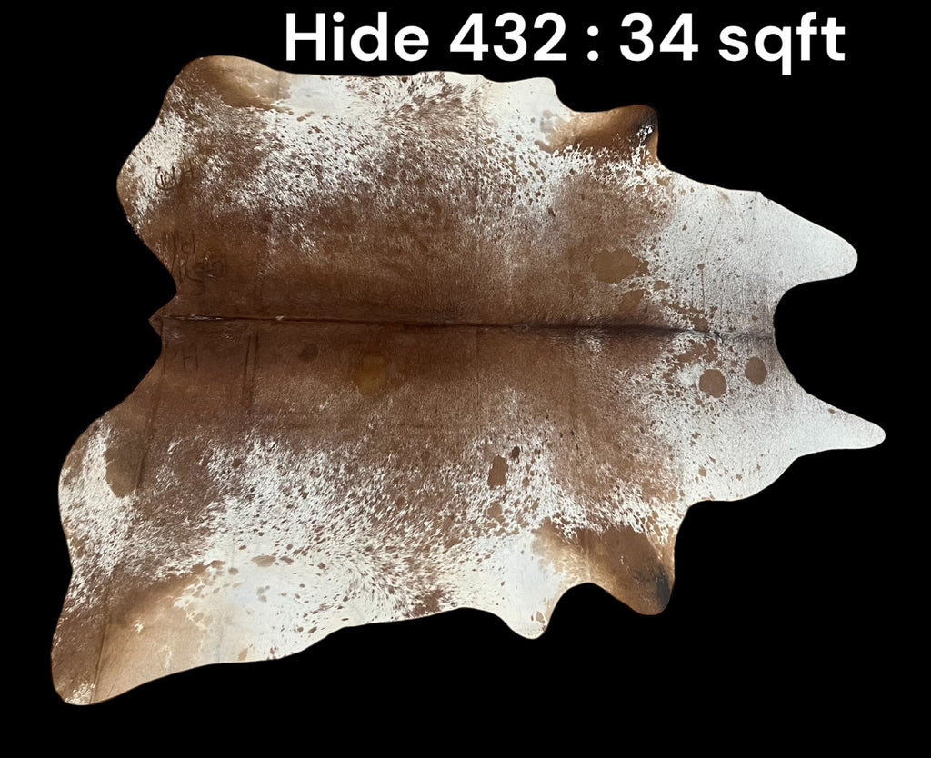 Natural Hair On Cow Hide : This Hide Is Perfect For Wall Hanging, Leather Rugs, Leather Upholstery & Leather Accessories. (Hide432)