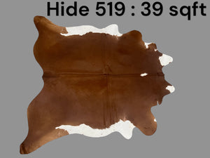 Natural Hair On Cow Hide : This Hide Is Perfect For Wall Hanging, Leather Rugs, Leather Upholstery & Leather Accessories. (Hide519)