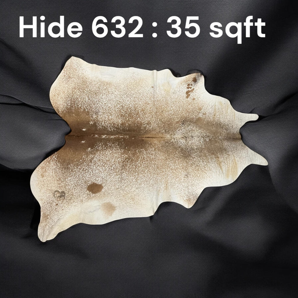 Natural Hair On Cow Hide : This Hide Is Perfect For Wall Hanging, Leather Rugs, Leather Upholstery & Leather Accessories. (Hide 632)