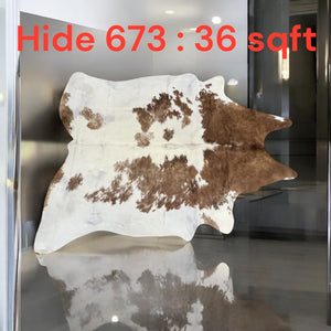 Natural Hair On Cow Hide : This Hide Is Perfect For Wall Hanging, Leather Rugs, Leather Upholstery & Leather Accessories. (Hide 673)