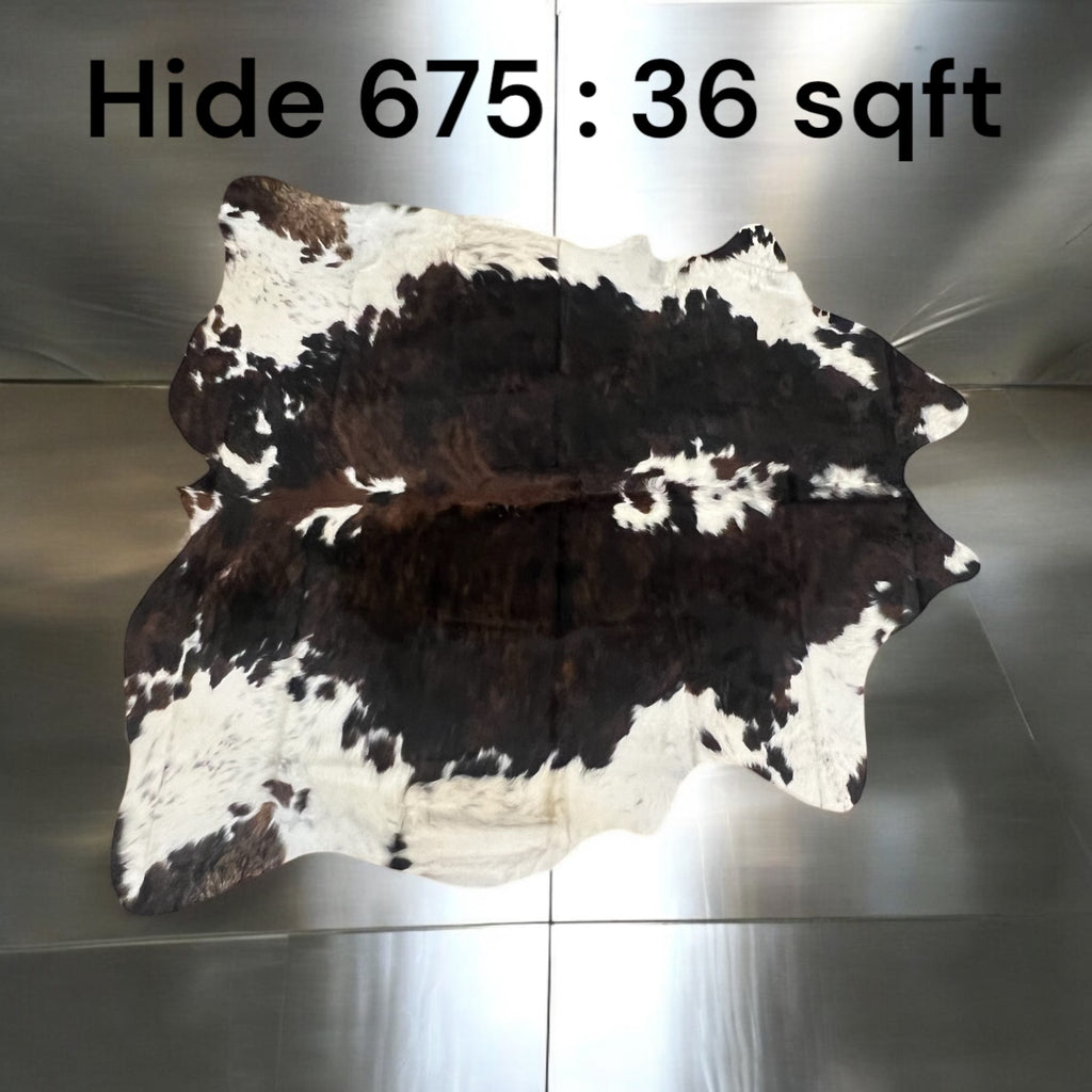 Natural Hair On Cow Hide : This Hide Is Perfect For Wall Hanging, Leather Rugs, Leather Upholstery & Leather Accessories. (Hide 675)