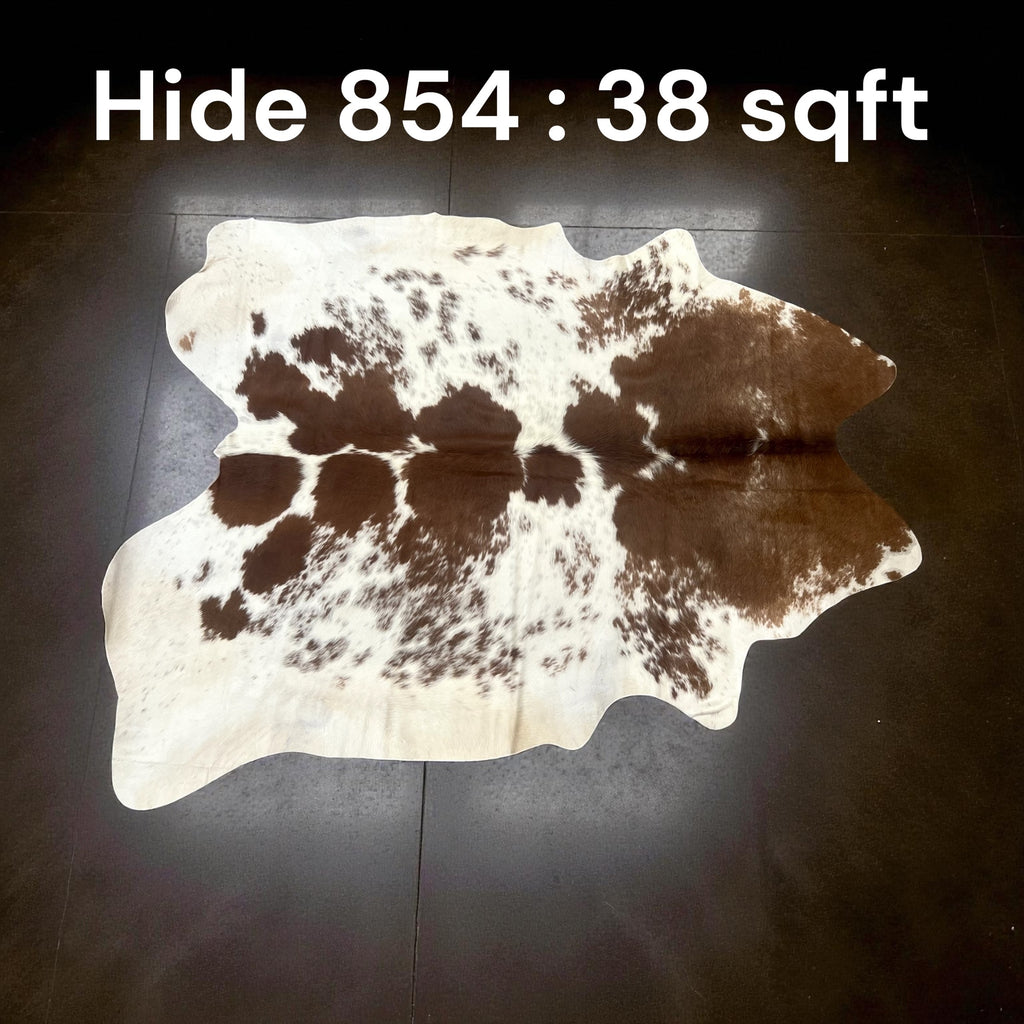 Natural Hair On Cow Hide : This Hide Is Perfect For Wall Hanging, Leather Rugs, Leather Upholstery & Leather Accessories. (Hide 854)