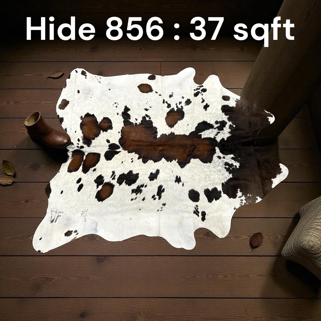 Natural Hair On Cow Hide : This Hide Is Perfect For Wall Hanging, Leather Rugs, Leather Upholstery & Leather Accessories. (Hide 856)