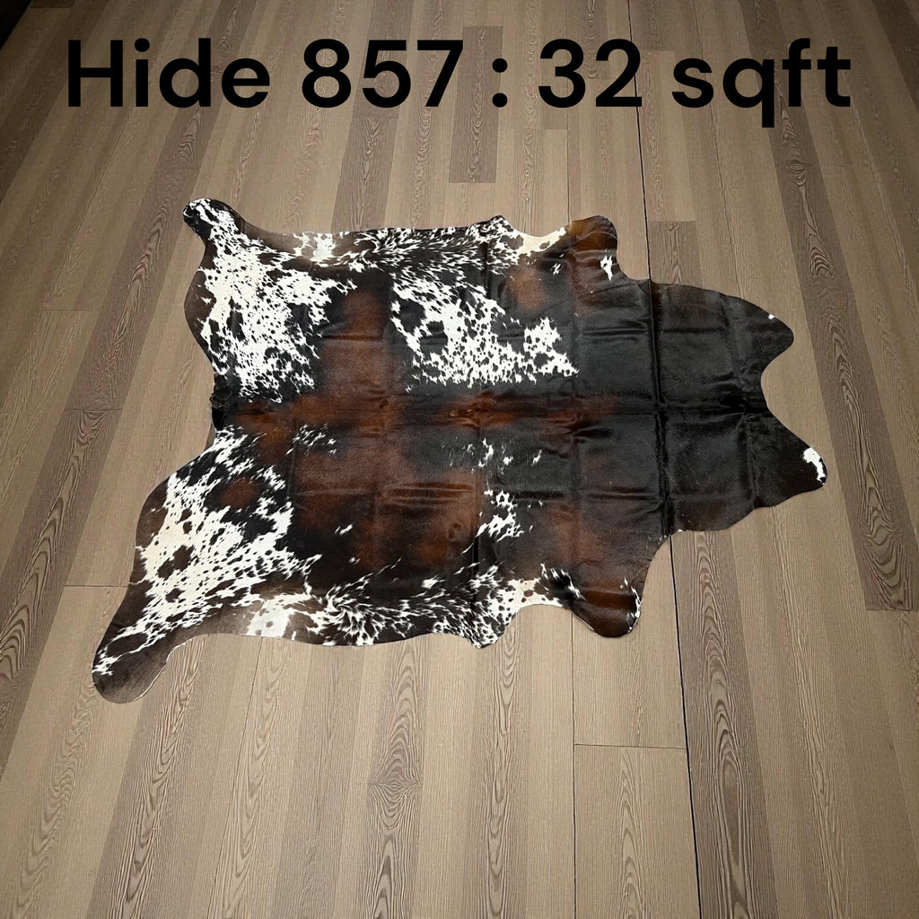 Natural Hair On Cow Hide : This Hide Is Perfect For Wall Hanging, Leather Rugs, Leather Upholstery & Leather Accessories. (Hide 857)