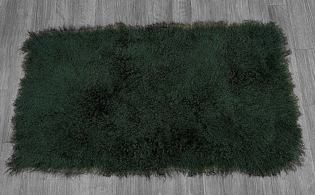 Army Green Mongolian Sheepskin Plate : (120cm L x 60cm W) Perfect As Rugs & Throws or Making Cushions and Garments.