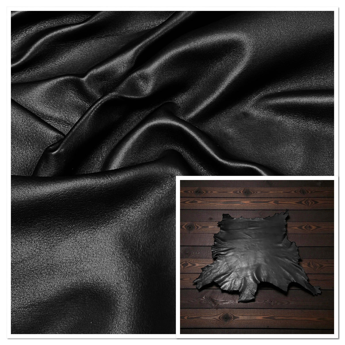 A'tan .1.4mm Black : Goat Leather (Ex Pittards Stock) A'tanGoat Black1 ...