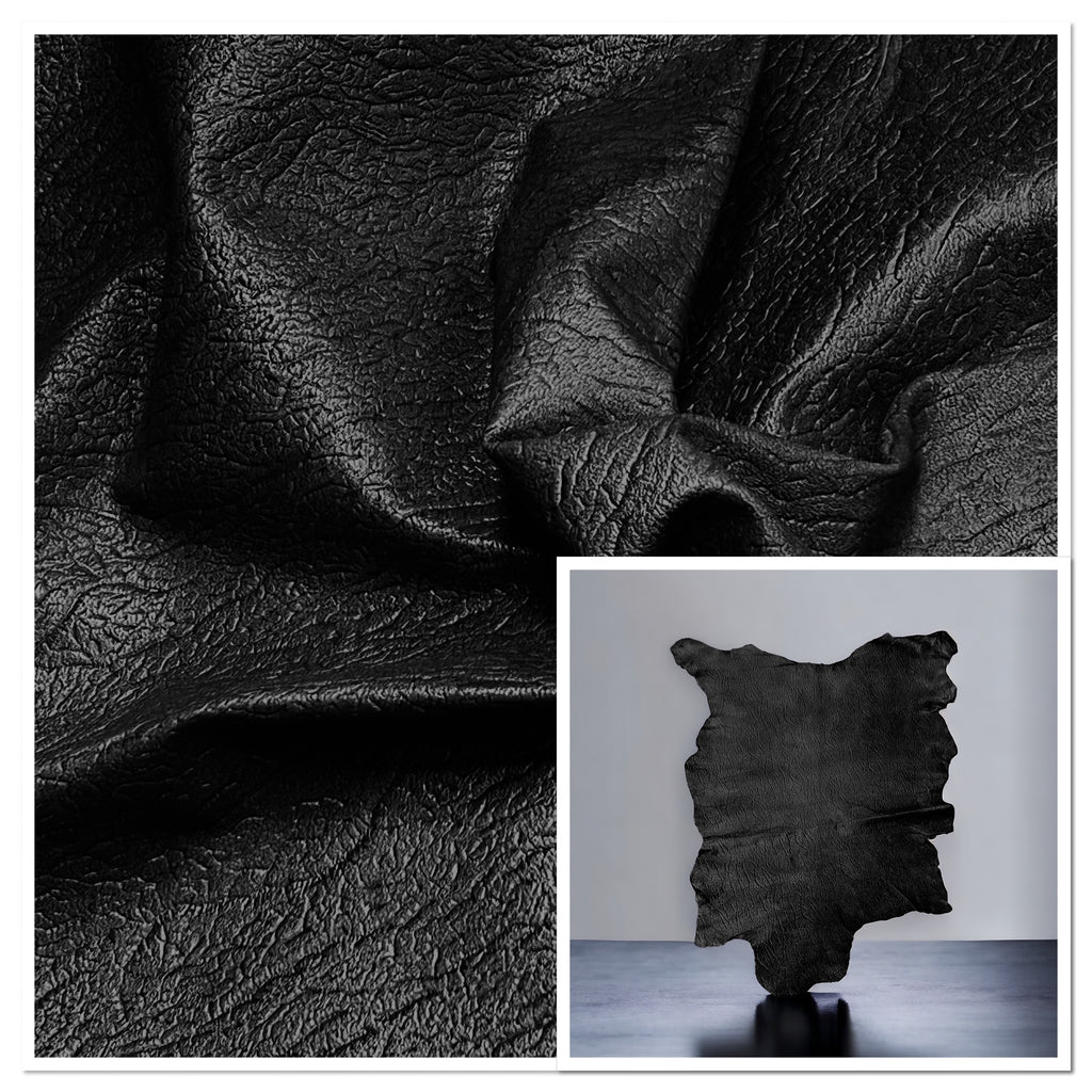 Bark Black : Embossed Lambskin, 0.7-0.8mm (Ex Pittards Stock)