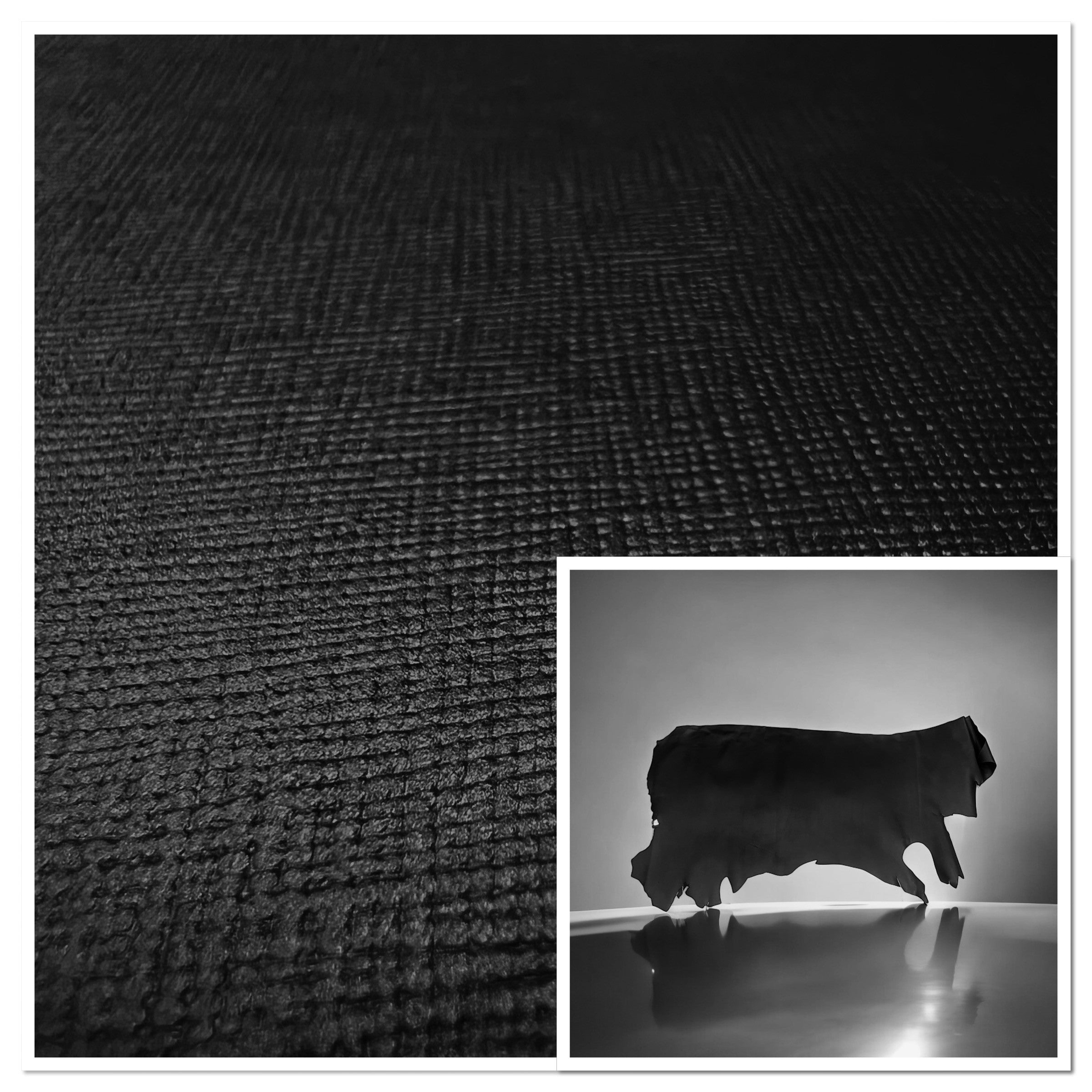 Bayswater-Black, Firm Printed Grain Leather Cow Side : 1.7-1.9mm (Ex Pittards Stock)