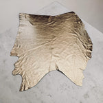 Bronzed-Gold, Metallic Foiled Leather Pig Skin : 0.5-0.6mm 1.5oz (Ref-gh.eol)