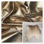 Bronzed-Gold, Metallic Foiled Leather Pig Skin : 0.5-0.6mm 1.5oz (Ref-gh.eol)