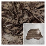 Brown-Tan Snake Print : Vinyl Transfer on to Calf Suede 1.0-1.2mm (Ref-gh.eol)