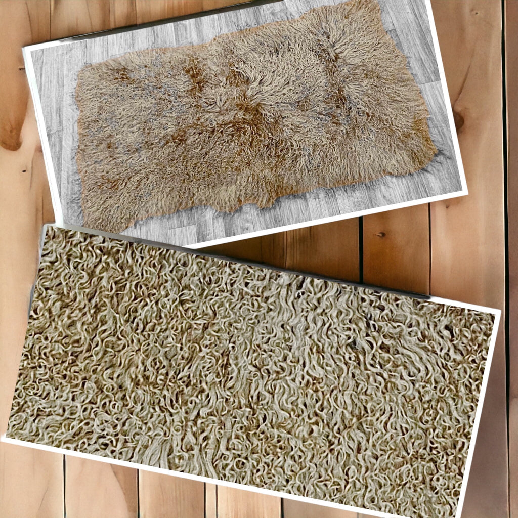 Camel Mongolian Sheepskin Plate : (120cm L x 60cm W) Perfect As Rugs & Throws or Making Cushions and Garments.