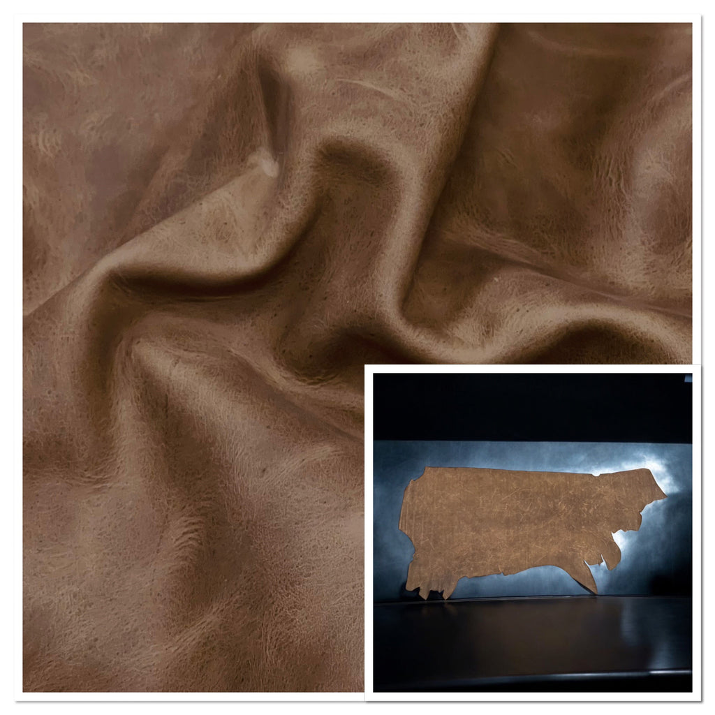 Chaplin Dark-Creamery : Smooth Semi-Firm Pull up Leather Cow Sides, 1.4-1.6mm (Ex Pittards Stock)