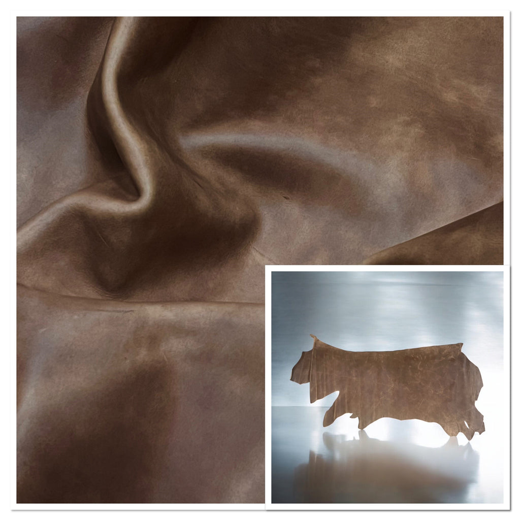 Chaplin Taupe Blaze : Smooth Semi-Firm Pull up Leather Cow Sides, 1.6-1.8mm (Ex Pittards Stock)