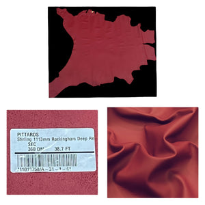 Stirling Rockingham Deep-Red Automotive Smooth Grain Leather Cow Hide : 1.1-1.3mm (Ex Pittards Stock)