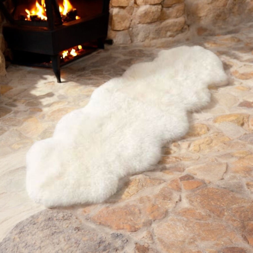 Ivory Sheepskin Rug (Double) : Premium Quality Sheepskin Rug for any Room (60cm x 190cm)