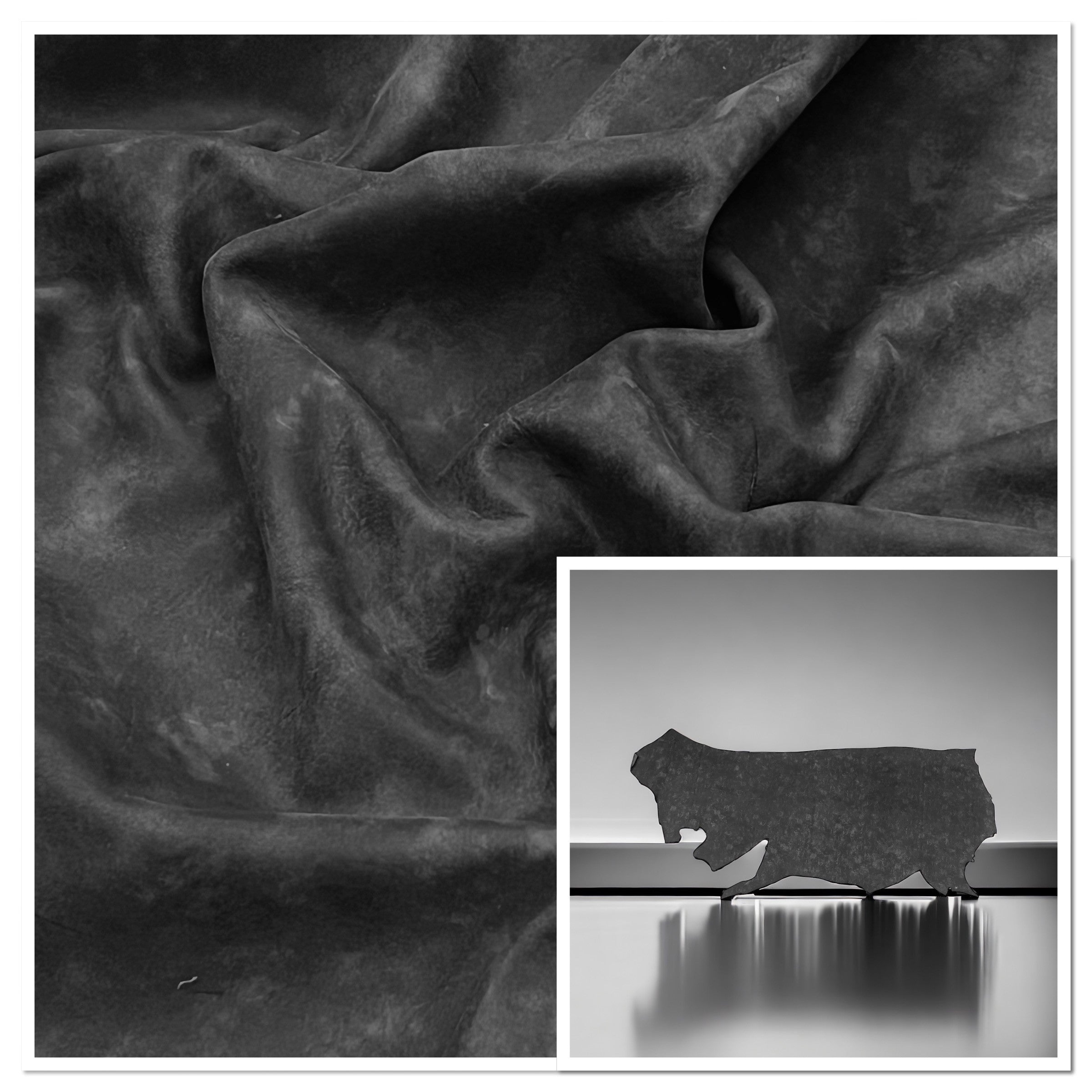 Escape Charcoal Semi-Nubuck  : Heavily Buffed Cow Sides, 1.4-1.6mm (Ex Pittards Stock)