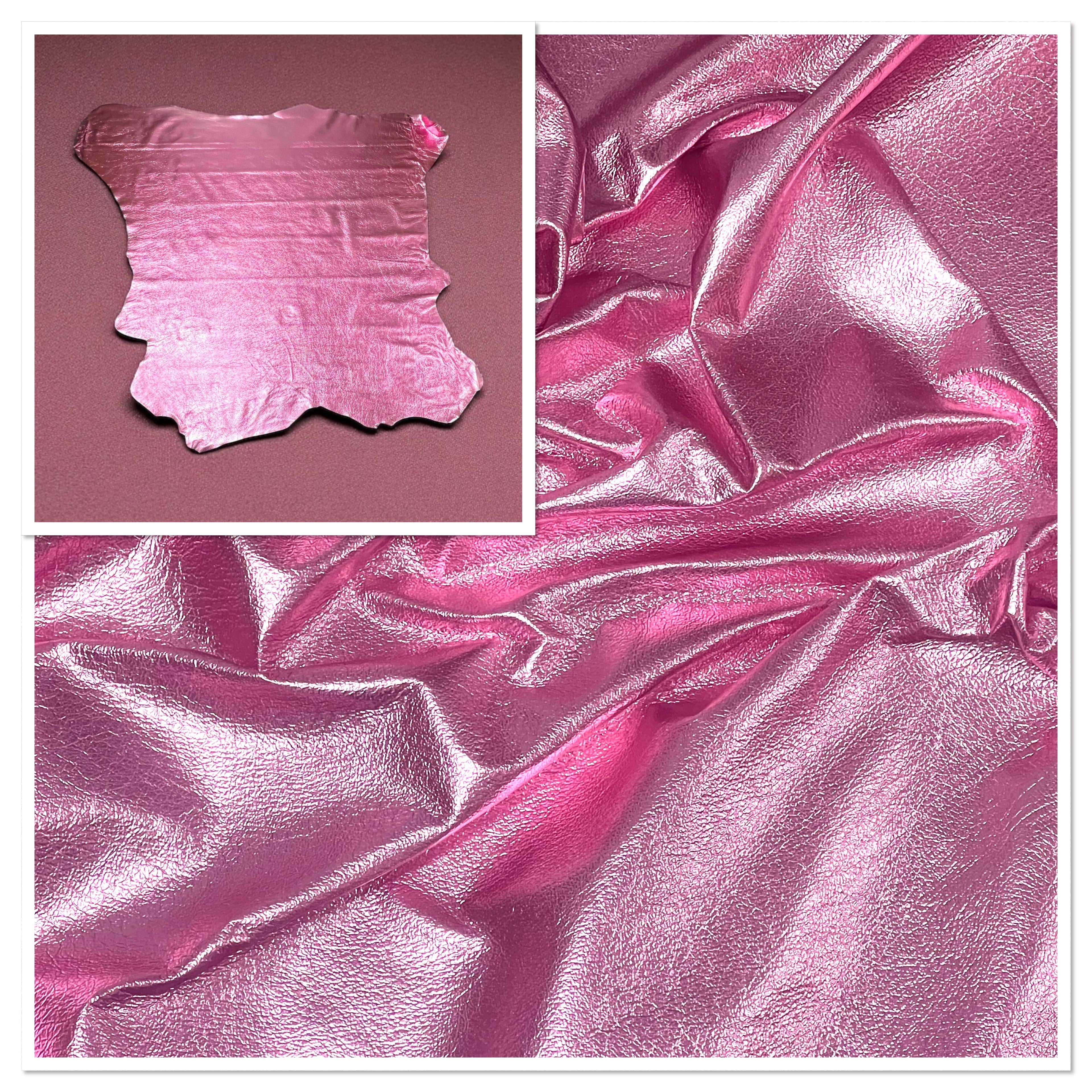 Bubblegum Pink, Metallic Foiled Leather Pig Skin : (0.6-0.7mm 1.5oz) 15