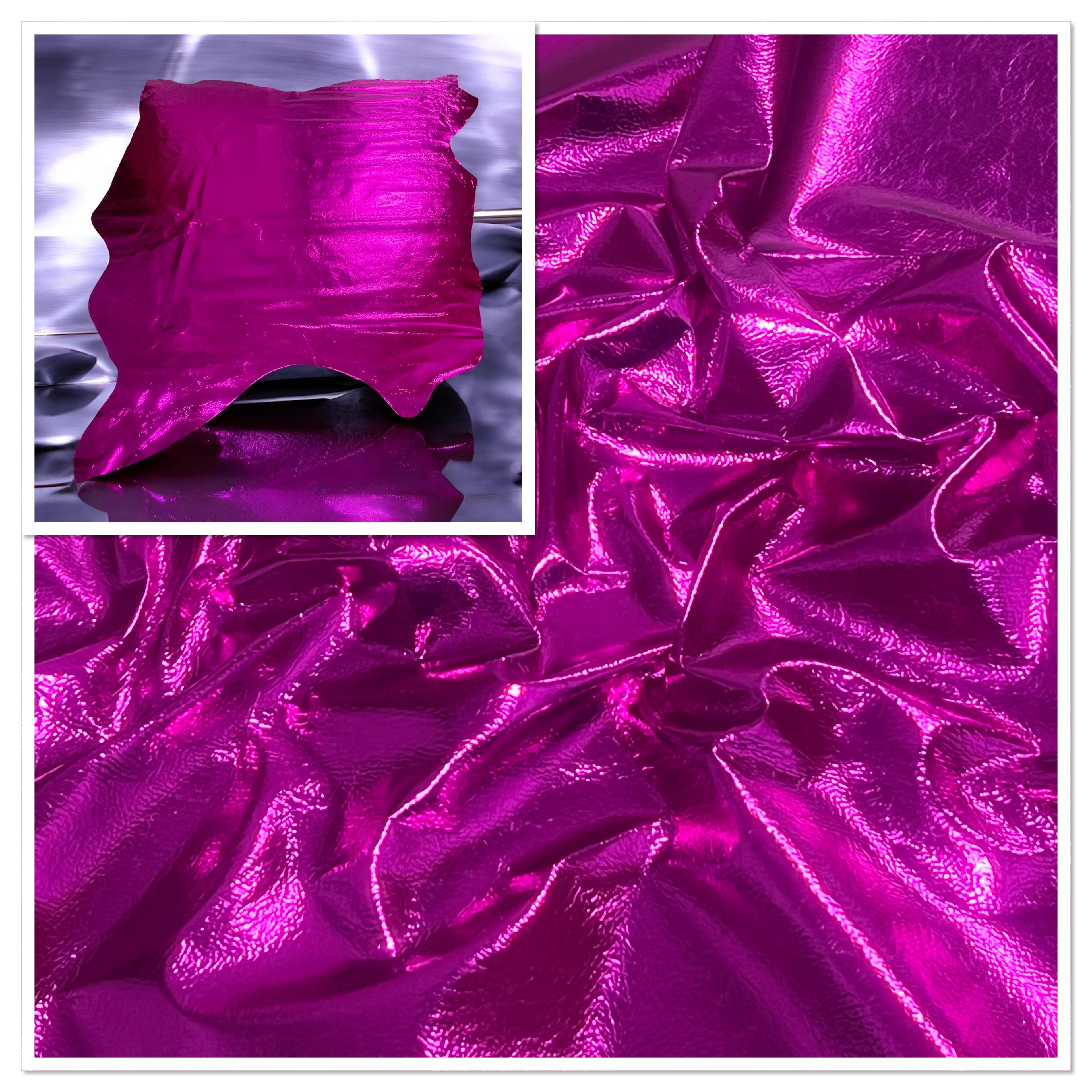 Fuchsia, Metallic Foiled Leather Pig Skin : (0.6-0.7mm 1.5oz) 15