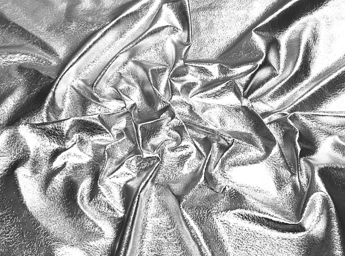 Silver, Metallic Foiled Leather Pig Skin : (0.6-0.7mm 1.5 oz) 15