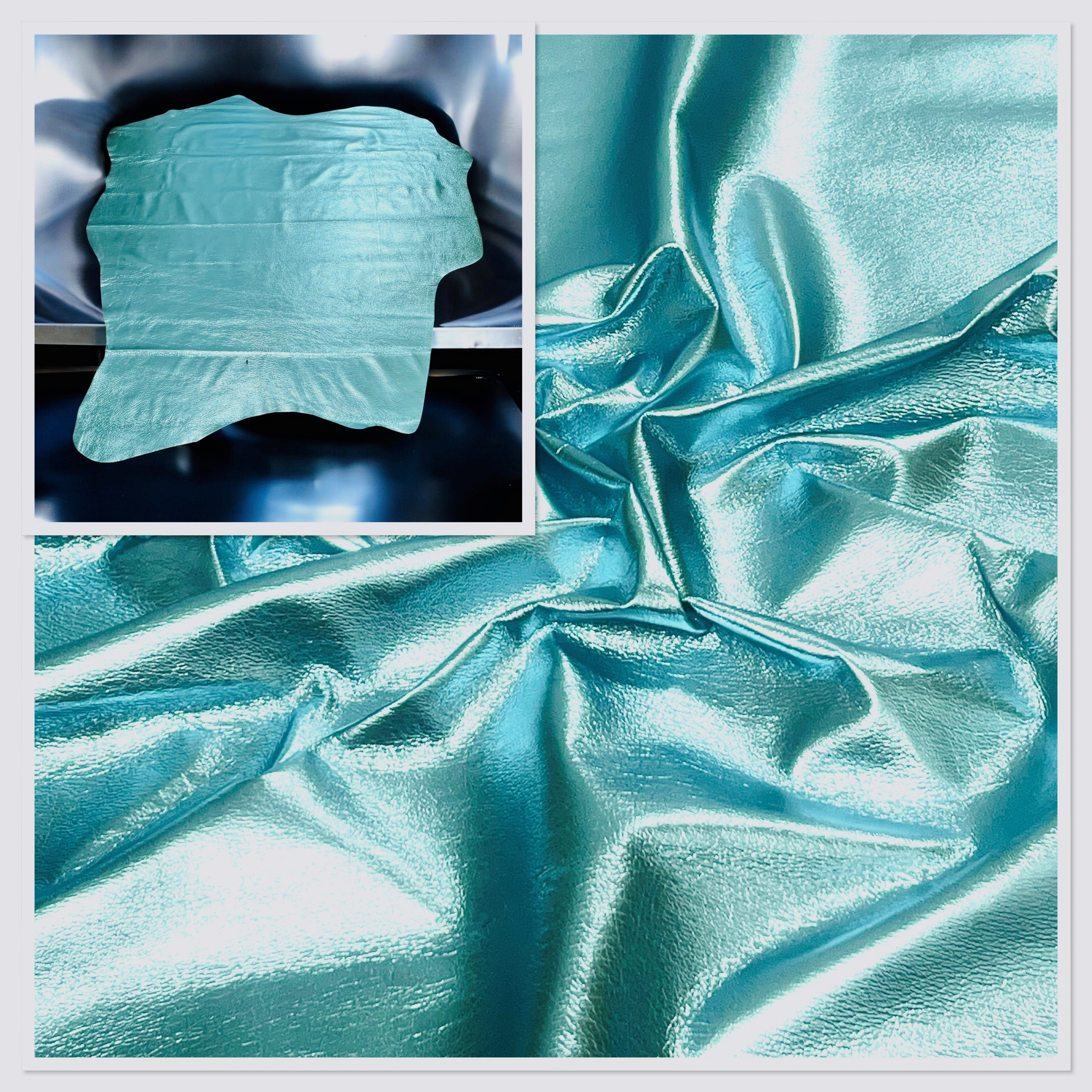 Turquoise, Metallic Foiled Leather Pig Skin : (0.6-0.7mm 1.5oz) 15 Discontinued