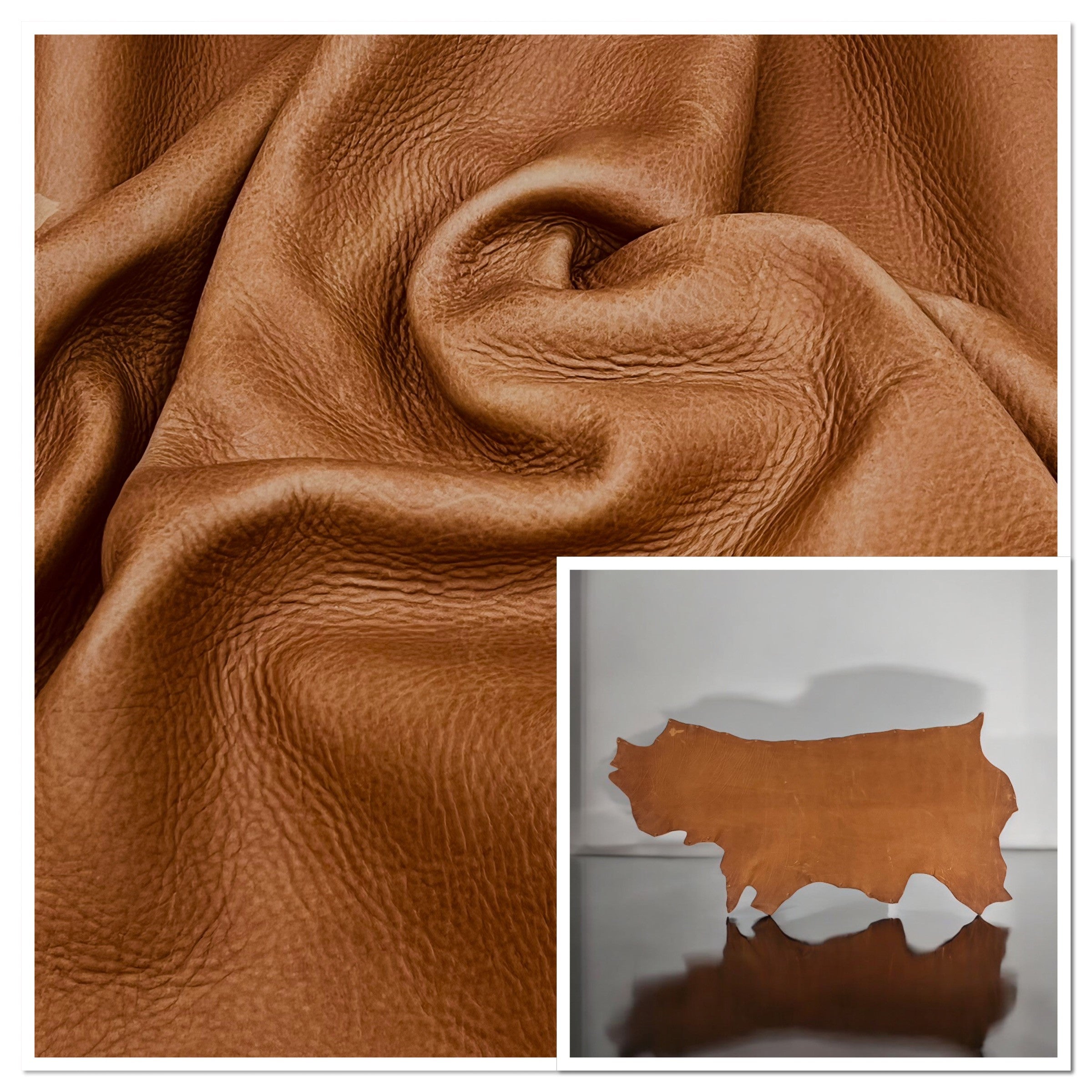 Tan Grizzly-Veg Sides : Vegetable Tanned Leather Cow Sides 2.4-2.6mm (Ref-gh.eol)