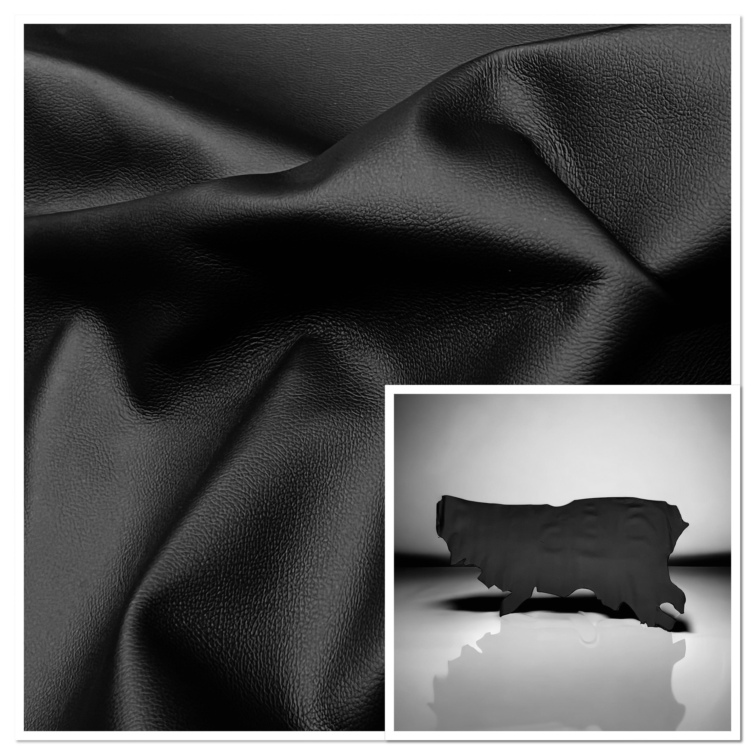 M-Spec Black : Lightly Printed Leather Cow Side : 1.2-1.4mm (Ex Pittards Stock)