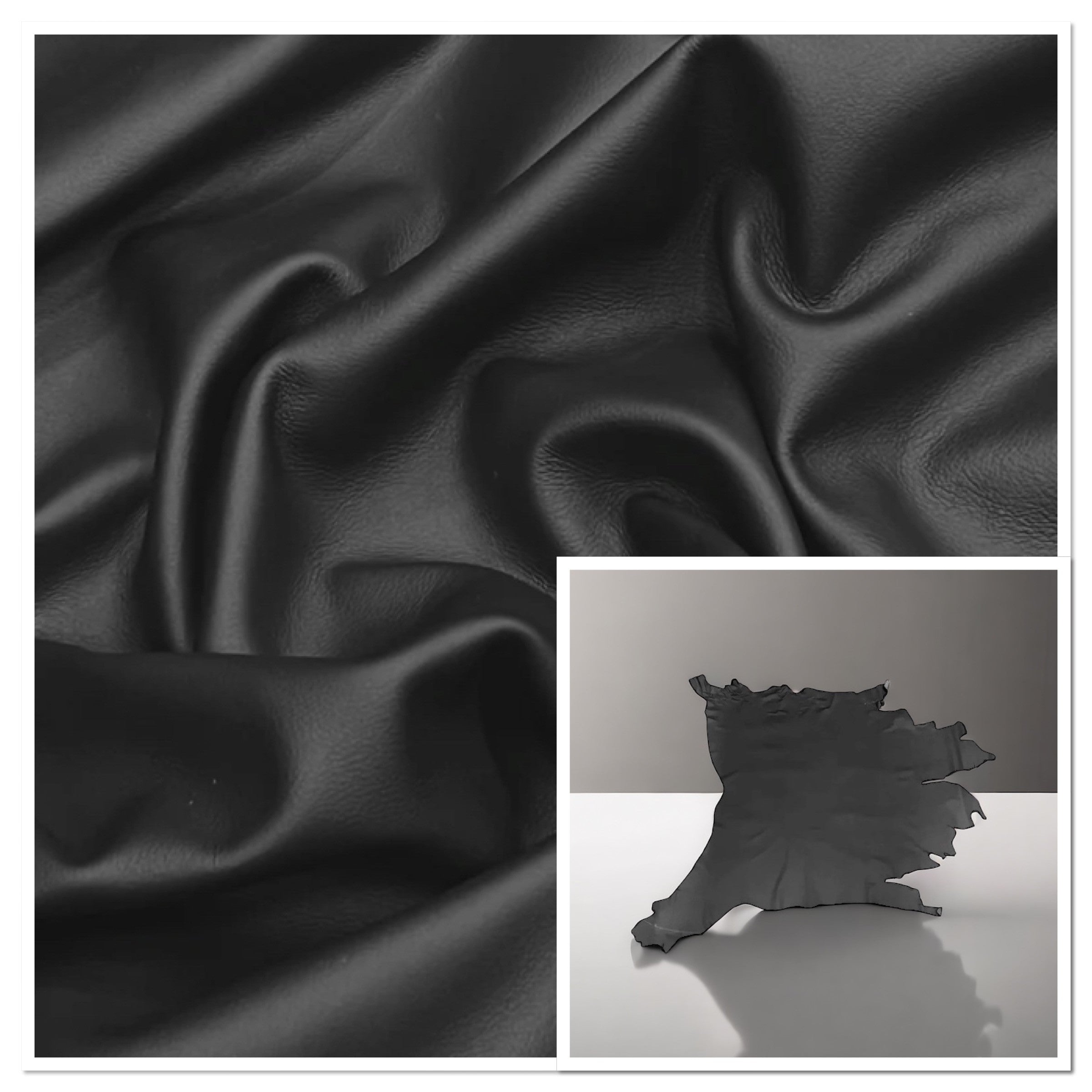 Minerva Black, Smooth Grain Upholstery Leather : 1.1-1.3mm (Ex Pittards Stock)