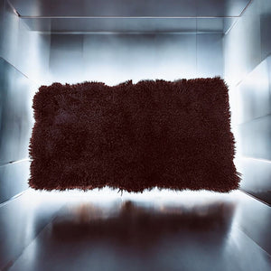 Dark Brown Mongolian Sheepskin Plate : (120cm L x 60cm W) Perfect As Rugs or Making Cushions and Garments.