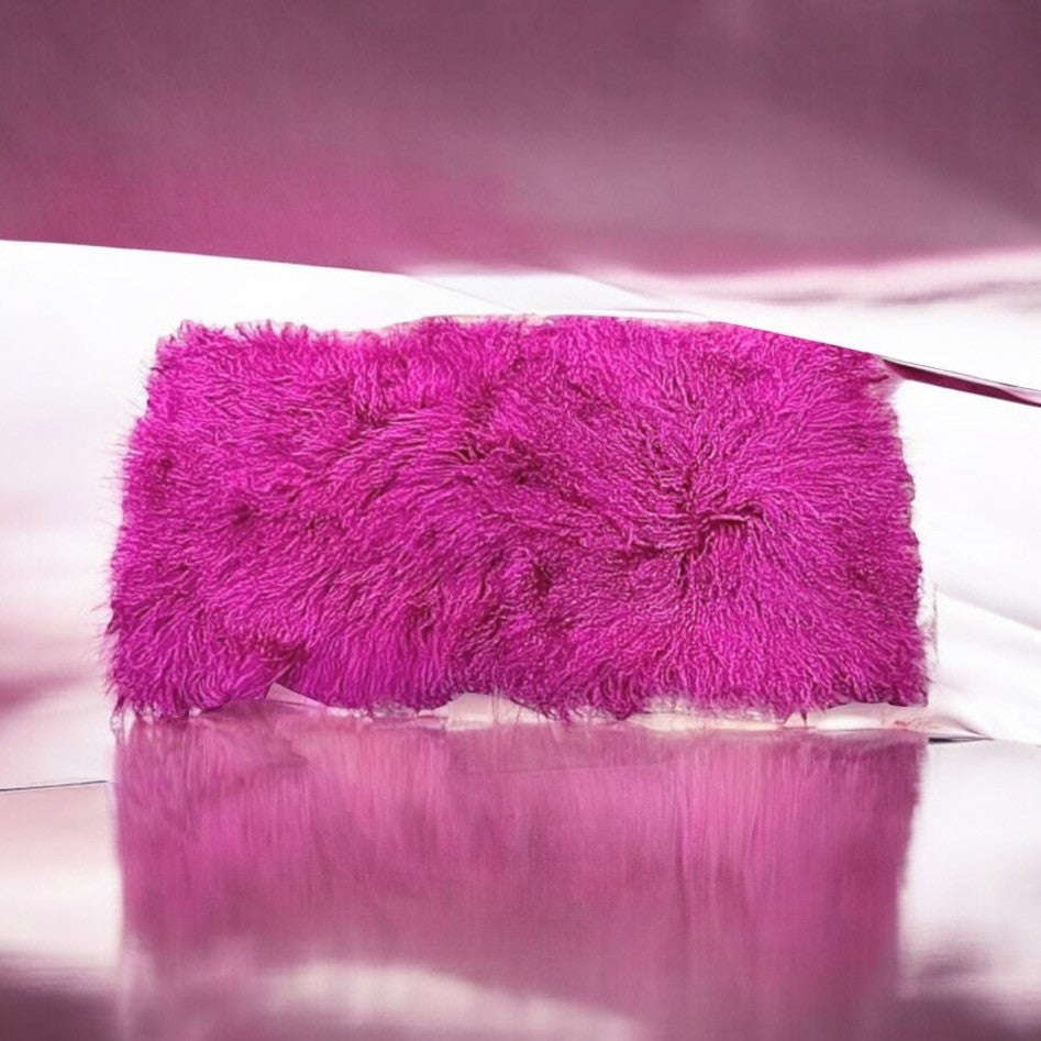 Fuchsia Mongolian Sheepskin Plate : (120cm L x 60cm W) Perfect As Rugs or Making Cushions and Garments.