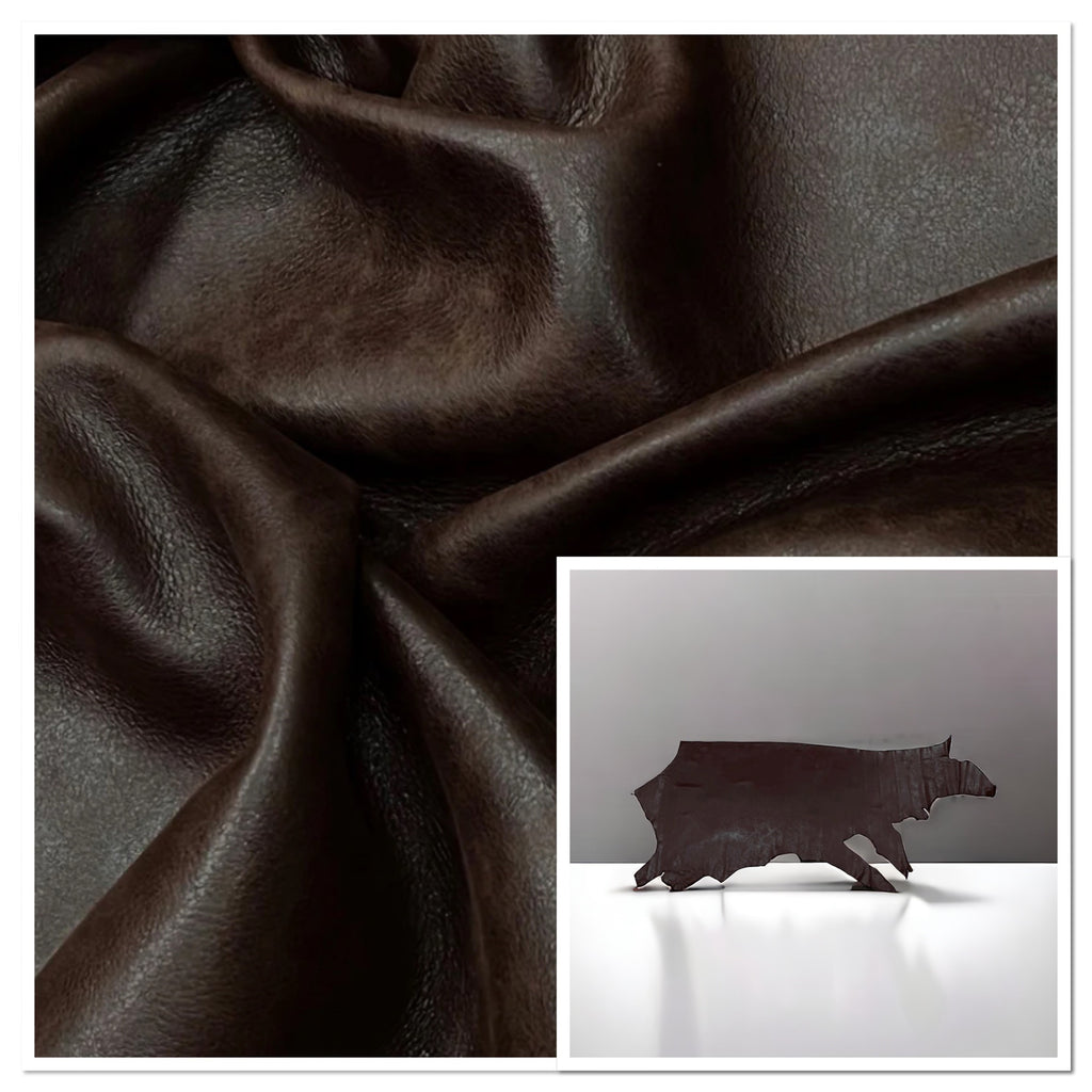 Conquest Mulch : Leather Cow Side with Mottled Finish, 1.4-1.6mm (Ex Pittards Stock)