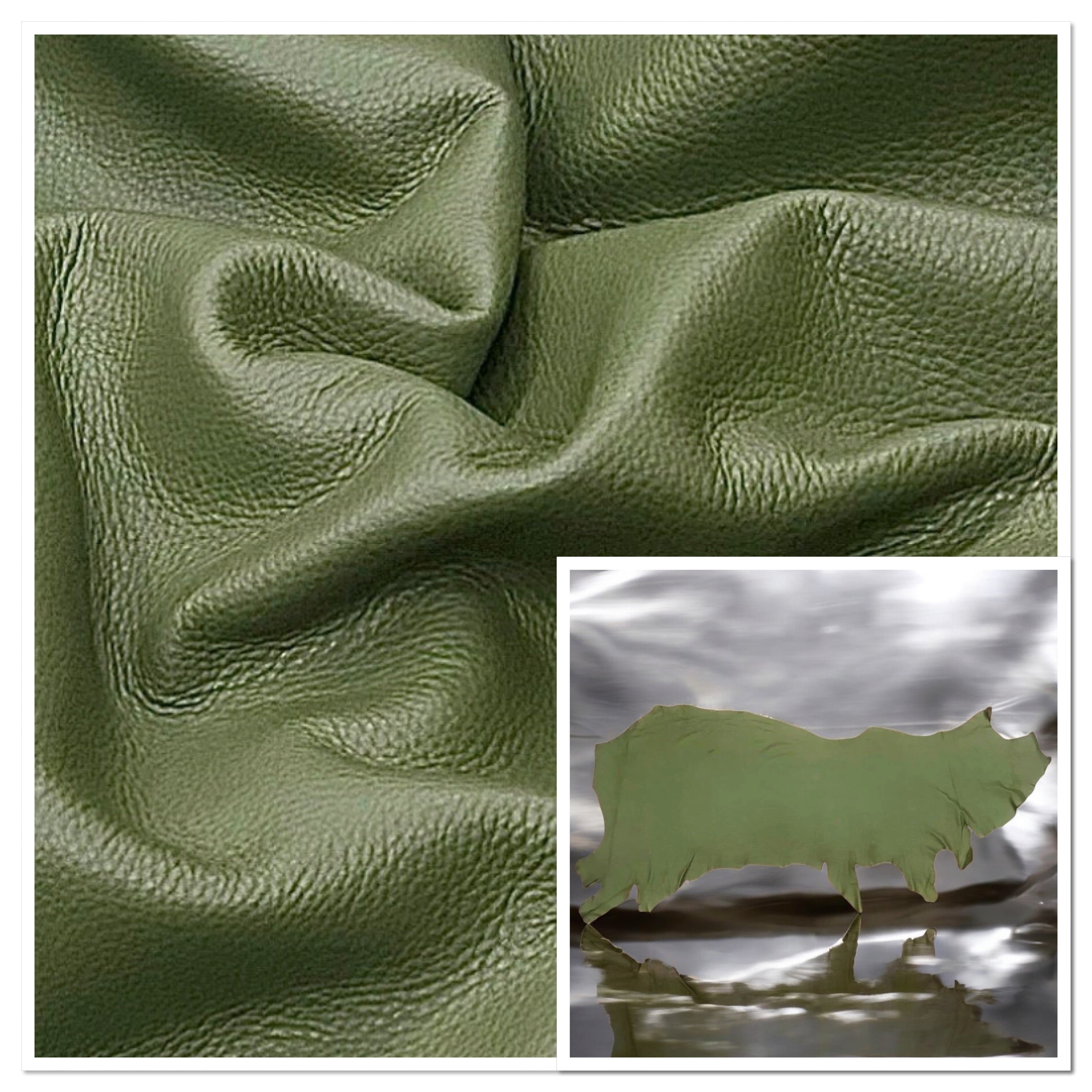 Nassau Olive, Full Grain Leather Cow Side : (1.0-1.2mm 2.5oz) 23