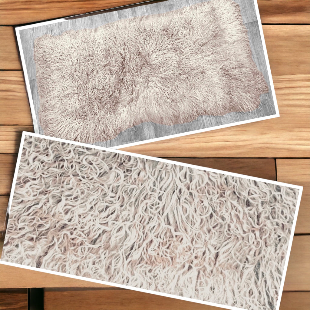 Oyster Mongolian Sheepskin Plate : (120cm L x 60cm W) Perfect As Rugs & Throws or Making Cushions and Garments.