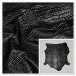 Embossed Leather Lambskin Caiman Black : (1.0-1.2mm) Ref-gh.eol ParisCroc