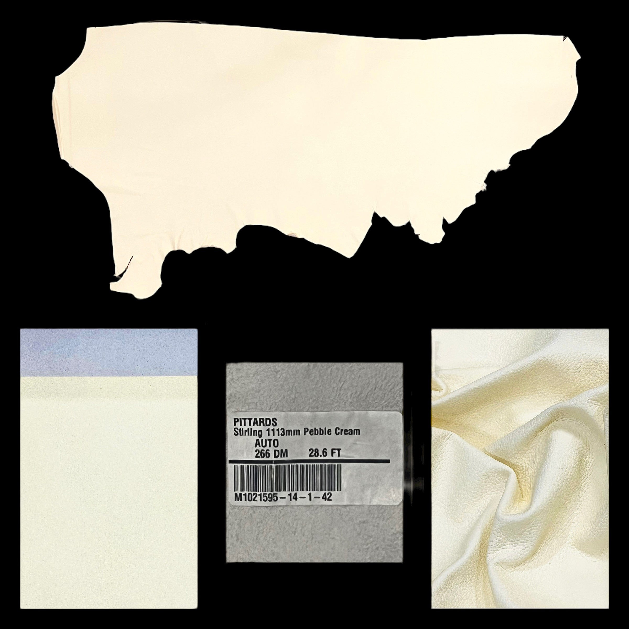 Stirling Pebble Cream Automotive Pebble Grain Leather Cow Side : 1.1-1.3mm (Ex Pittards Stock)