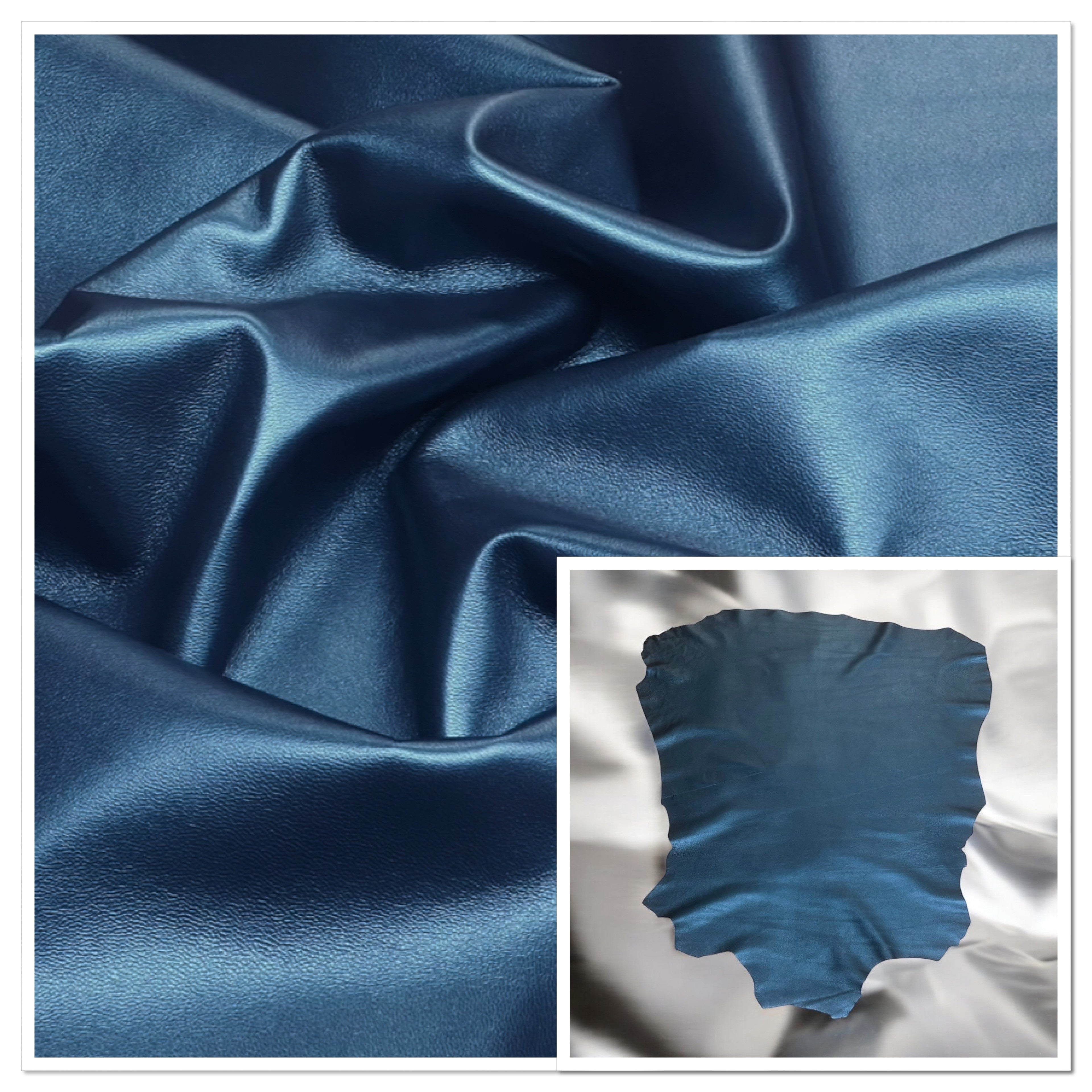 Pearlised Petrol Blue, Leather Skin: Italian Lamb Nappa (0.6-0.7mm 1.5oz) 9