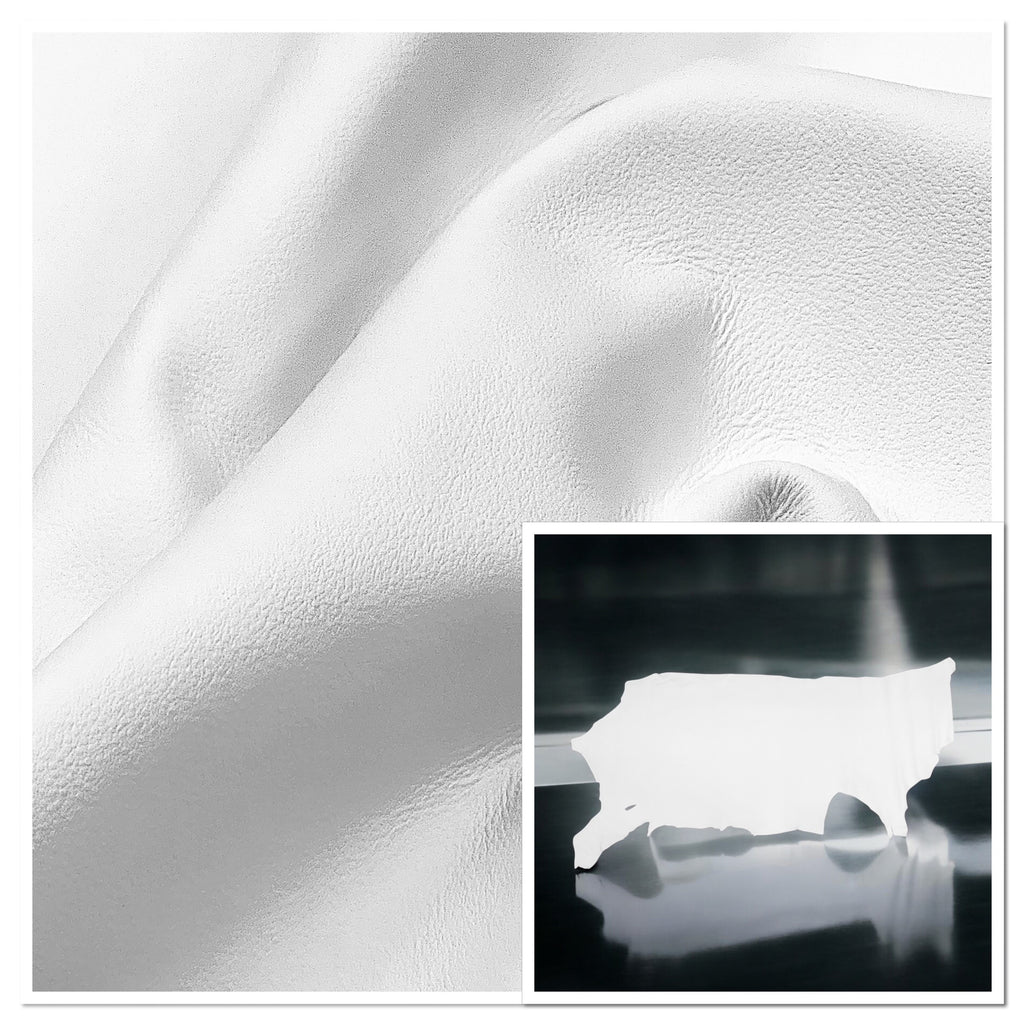 Premier Ice-White, Semi-Firm Light Printed Grain Leather Cow Side : 1.4-1.6mm (Ex Pittards Stock)PremierWRUSNCF 1416mmIceWhite