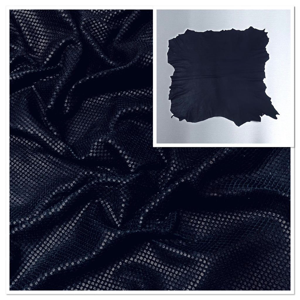 Pittards Printed Gloving Leather Navy-Blue : 0.6mm Water Resistant Lambskin (Ex Pittards Stock) WR100X .6mm Quartz Belini