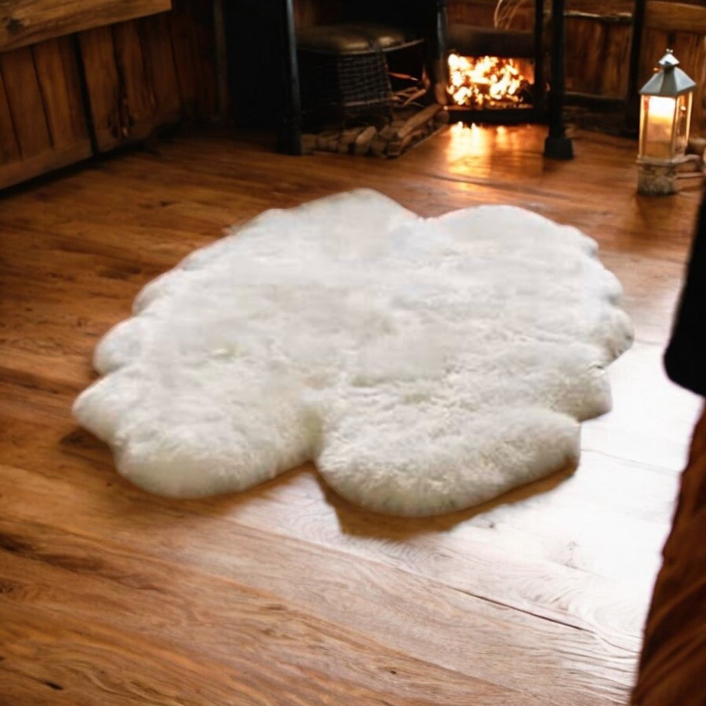 Ivory Sheepskin Rug (Quad) : Premium Quality Sheepskin Rug for any Room (110cm x 190cm)