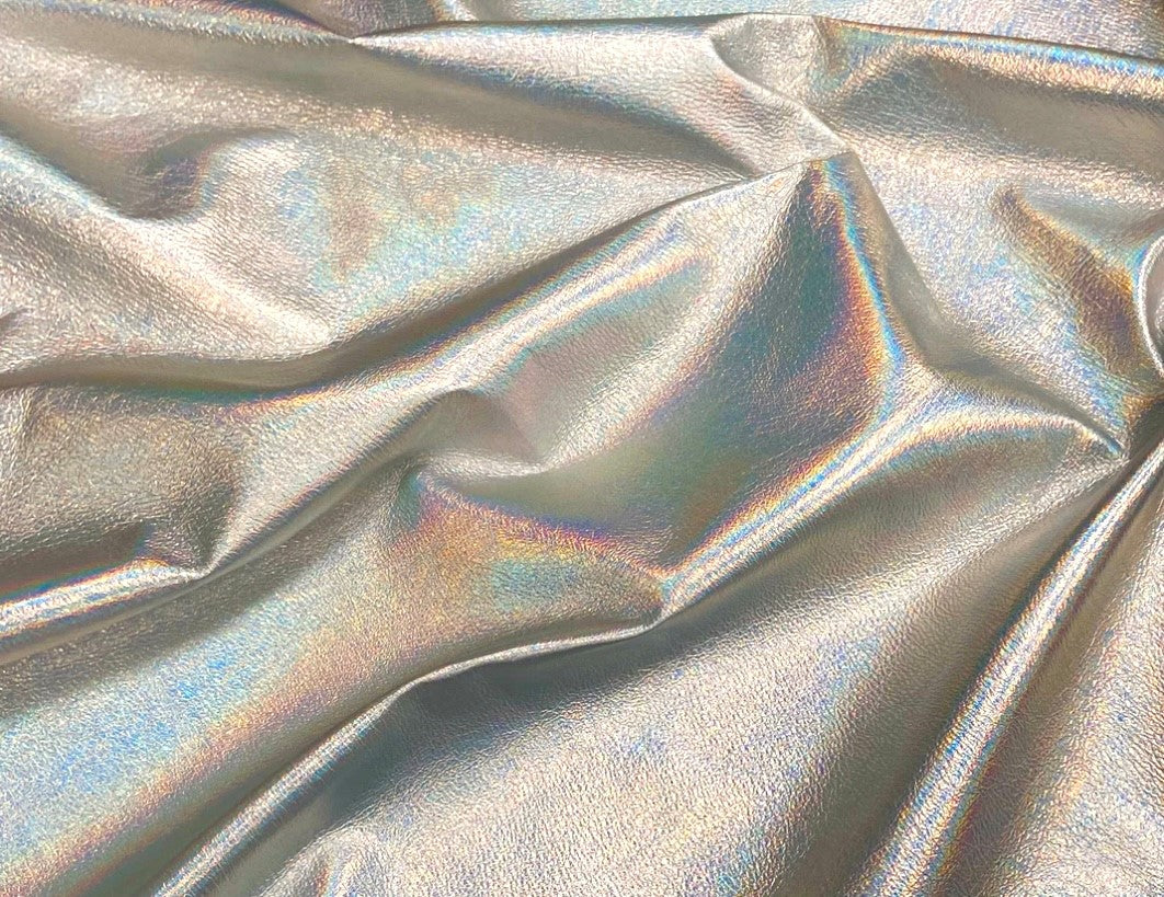 Rainbow Silver, Iridescent Metallic Foiled Leather Pig Skin : (0.6-0.7mm 1.5oz) 15 Discontinued